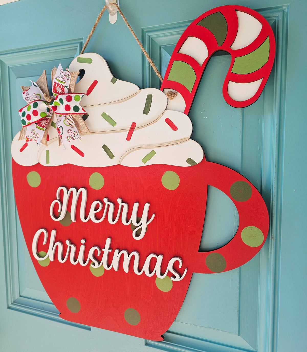 DIY Merry Christmas Hot Cocoa Mug Door Hanger