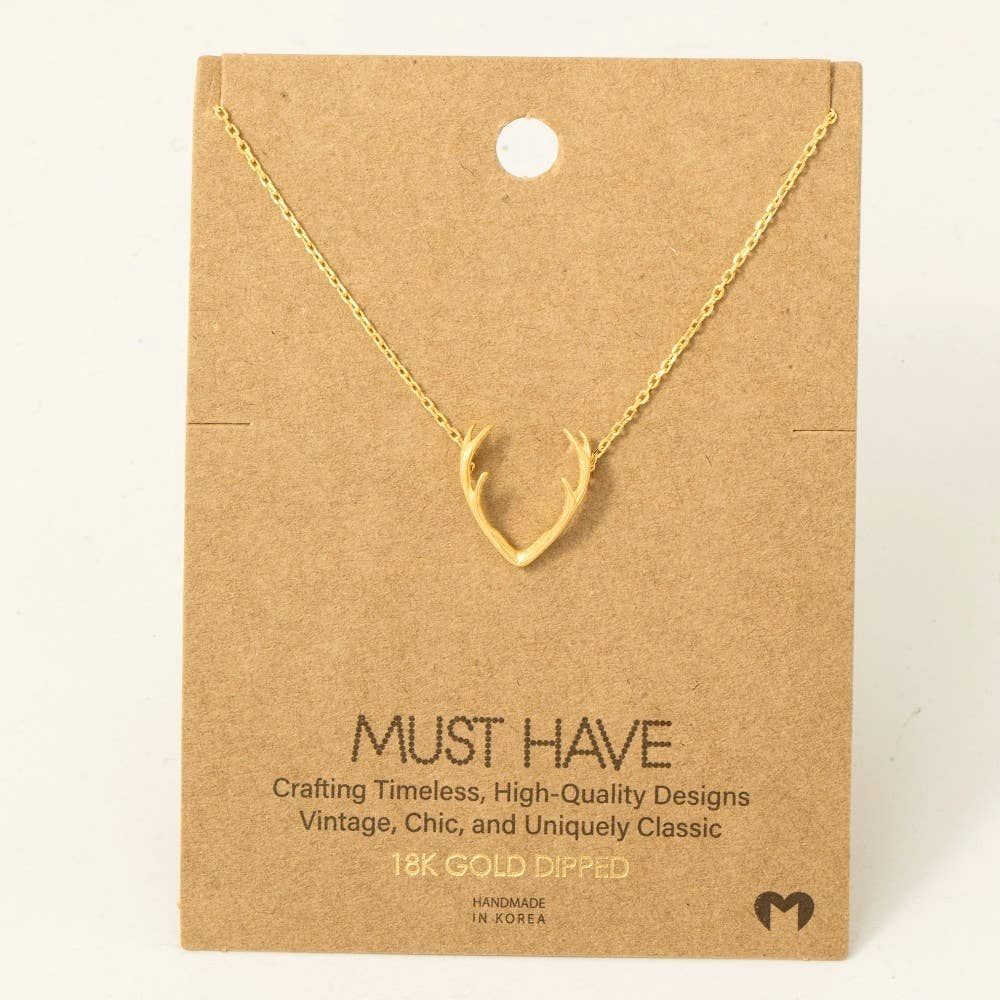 Gold Dipped Antler Pendant Necklace