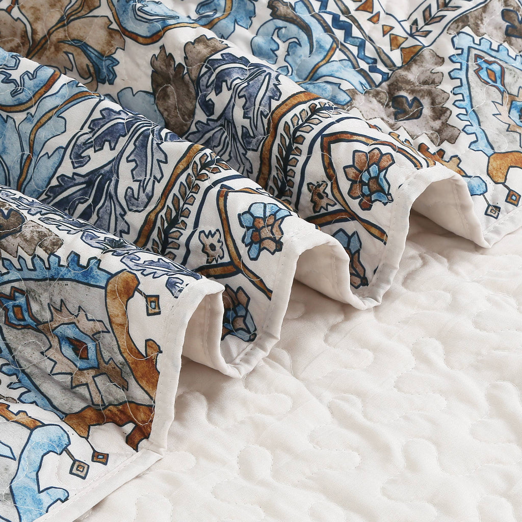 Blue Jaipur Paisley Patch Quilted Throw