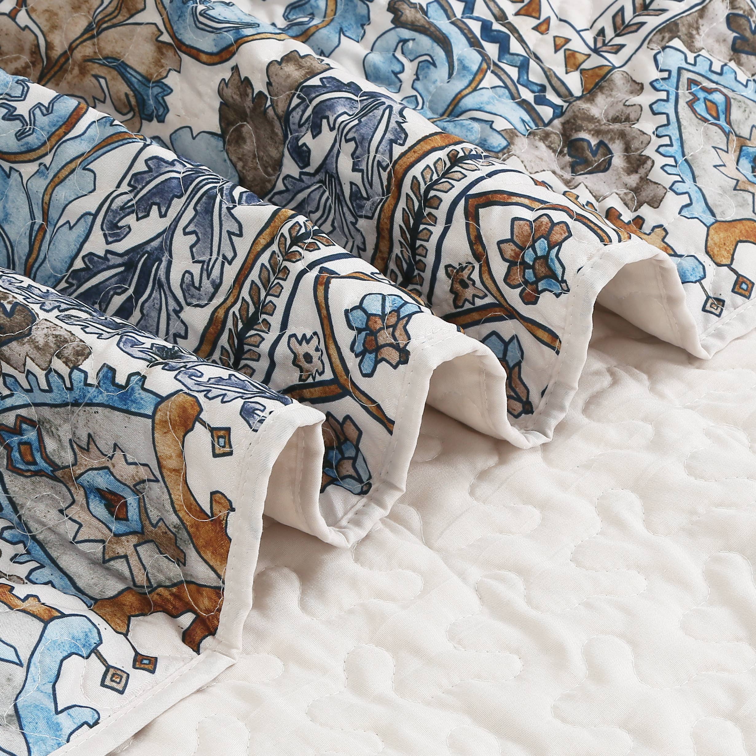 Blue Jaipur Paisley Patch Quilted Throw