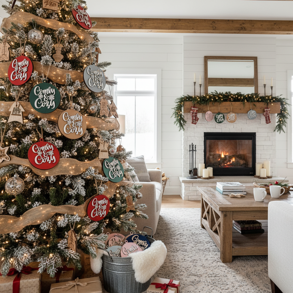 Hanging Christmas Decor + Handmade Wooden Ornament Funny