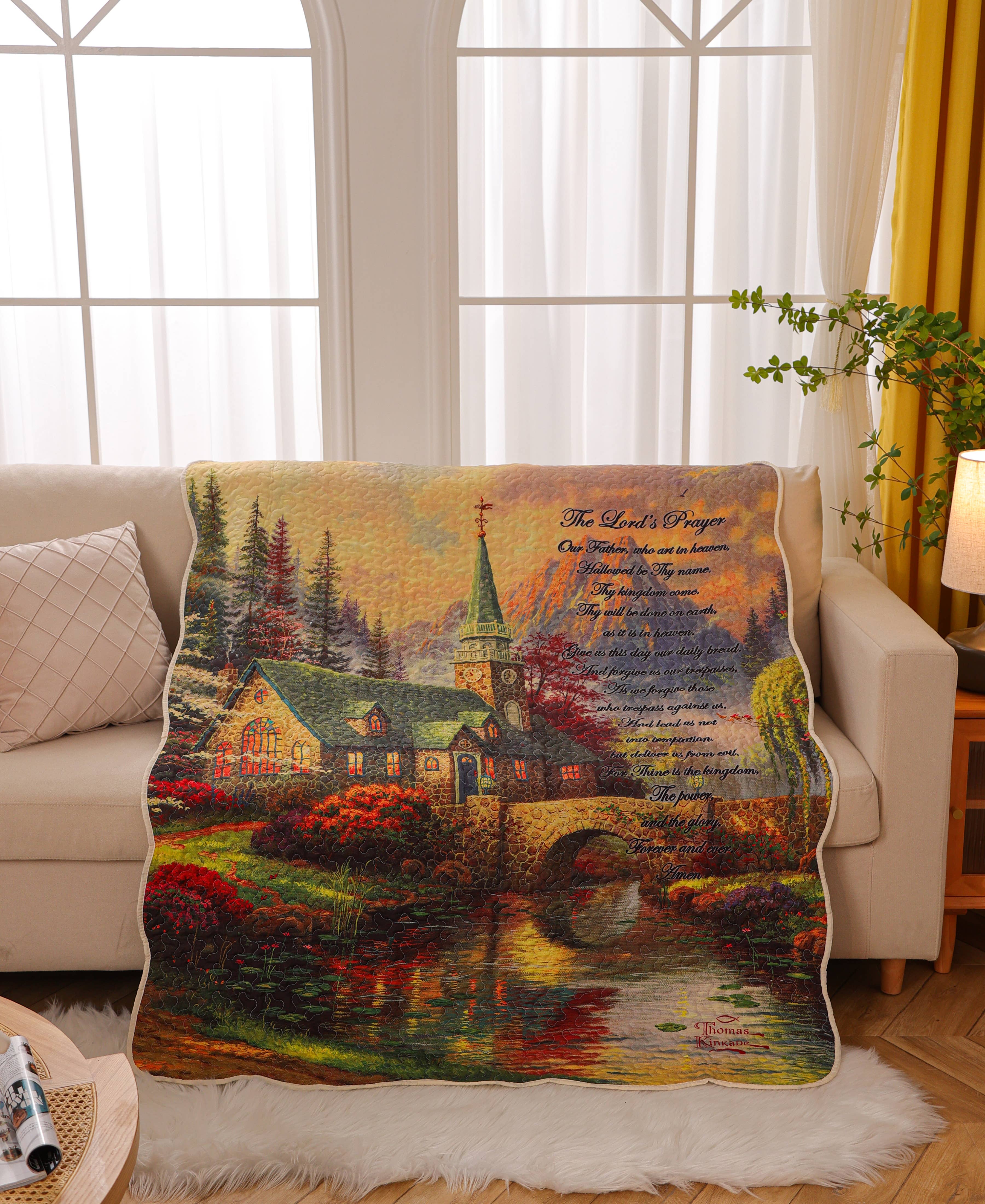 The Lord's Prayer Scripture Inspirational Quilted Throw