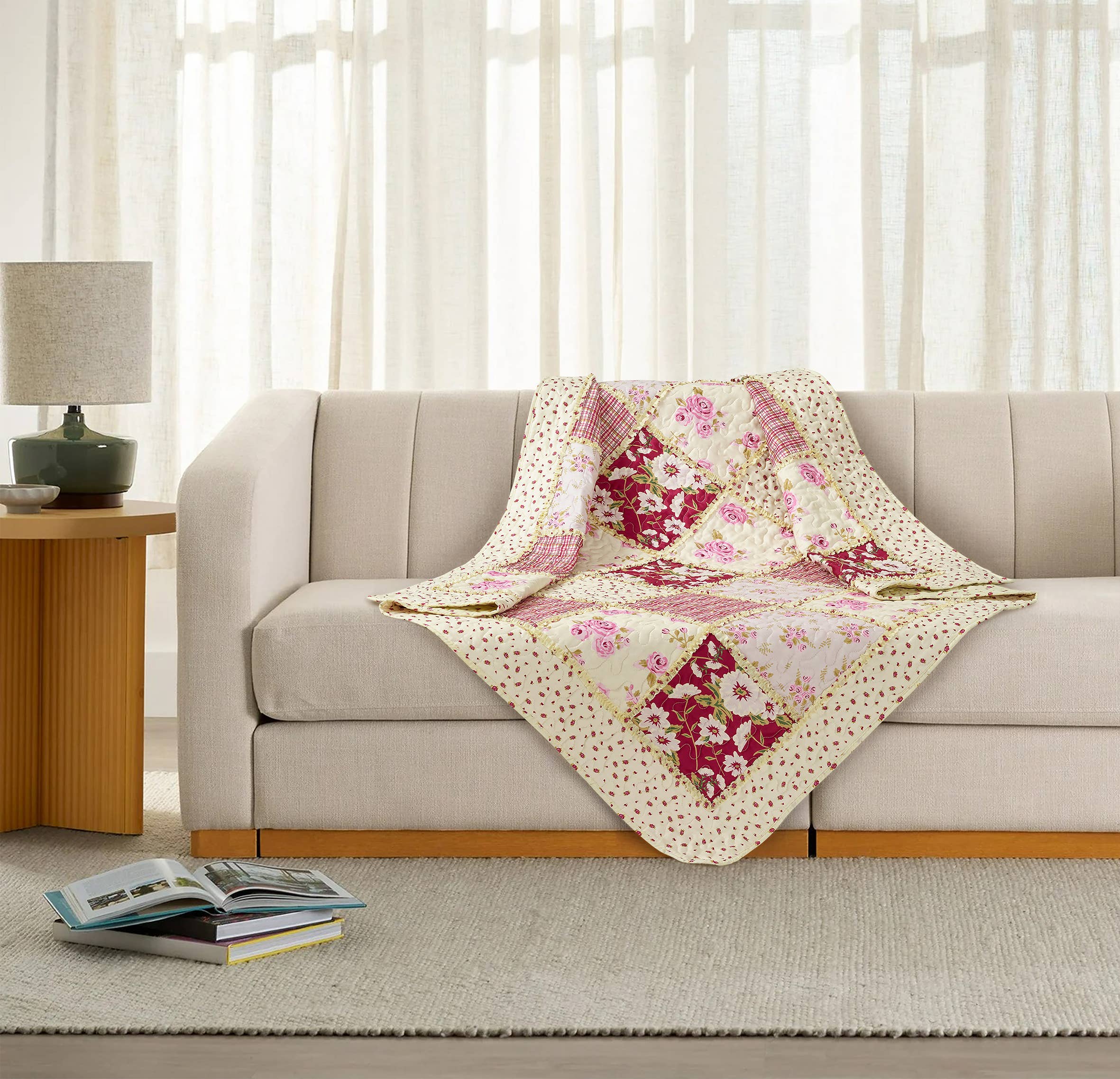 "Kensington Floral"  Quilted Throw Blanket 50"x60"