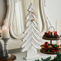 Distressed White Wooden Christmas Tree Decor 24x12