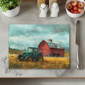 Farm Tractor / Farmhouse / Country / Glass Cutting Board